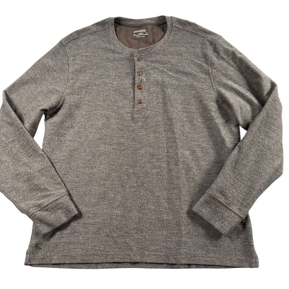 UNTUCKit Henley Shirt Large Cotton Blend Long Sleeve Urey 40983 Fall Layering‎